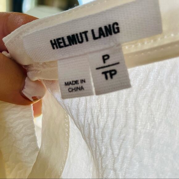 HELMUT LANG Silk White Short Sleeve Tee Shirt Blouse Textured Two Layer Top XS - Picture 8 of 13